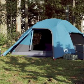 Tente De Camping À Dôme 4 Personnes Bleu Imperméable