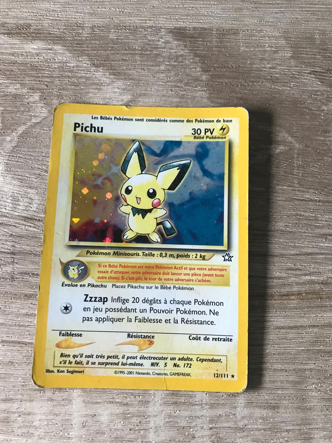 Carte Pokemon Pichu 12/111 Holo Néo Genesis Wizards Fr