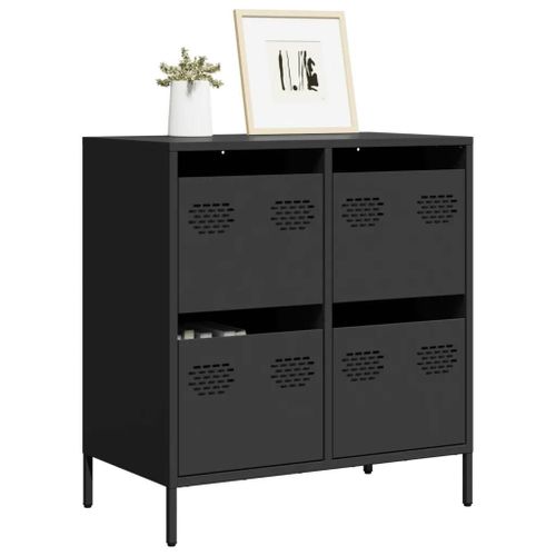 Buffet Noir 68x39x73,5 Cm Acier Laminé À Froid