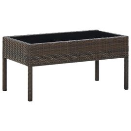 Table De Jardin Marron 75x40x37 Cm Résine Tressée
