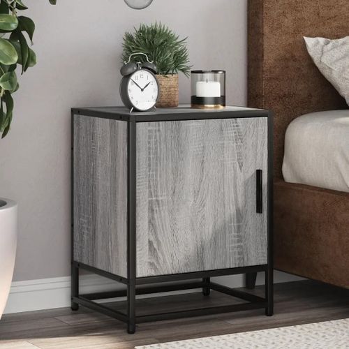 Tables De Chevet 2 Pcs Sonoma Gris Bois D'ingénierie Et Métal