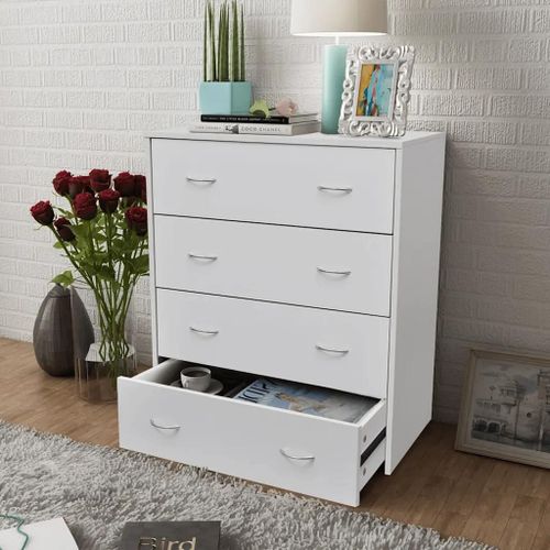 Buffet Avec 4 Tiroirs 60x30,5x71 Cm Blanc