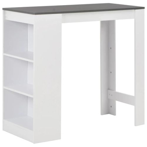 Table De Bar Avec Étagère Blanc 110x50x103 Cm