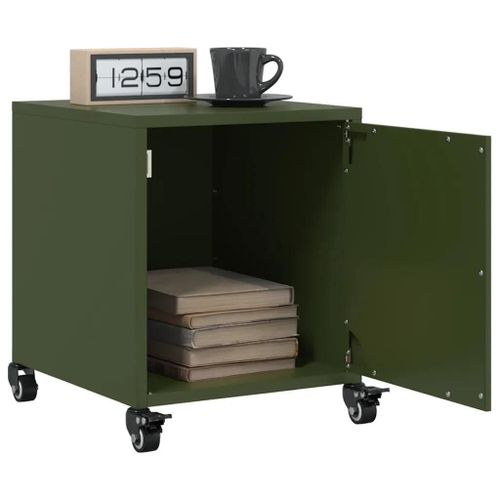Tables De Chevet 2 Pcs Vert Olive 36x39x43,5 Cm Acier