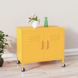 Armoire De Rangement Jaune Moutarde 60x35x56 Cm Acier
