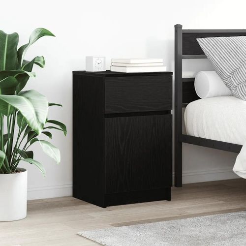 Tables De Chevet 2 Pcs Noir 39x35x65 Cm Bois D¿Ingénierie