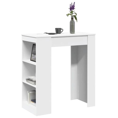 Table De Bar Avec Étagères Blanc Bois D'ingénierie