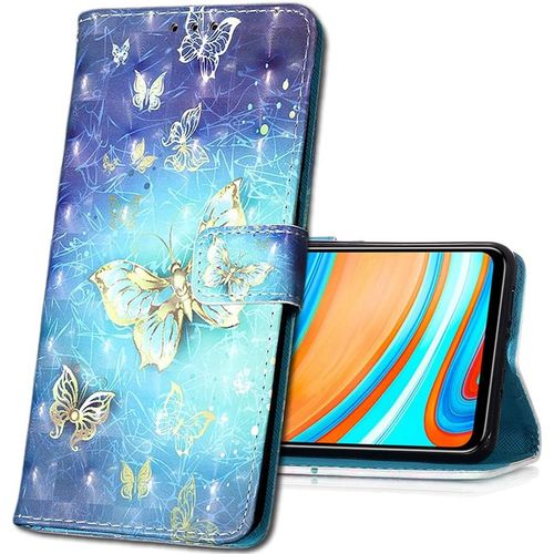 Coque Pour Realme 6 Pro, Etui Nouveau 3d Effet Cuir Pu+Tpu Silicone Carte Antichoc Support Portefeuille Magnetique Creatif Housse Pour Realme 6 Pro. Yb Gold Butterfly