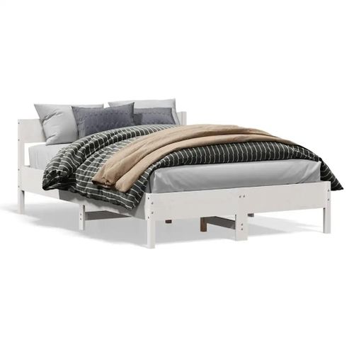 Cadre De Lit Sans Matelas Blanc 150x200 Cm Bois De Pin Massif