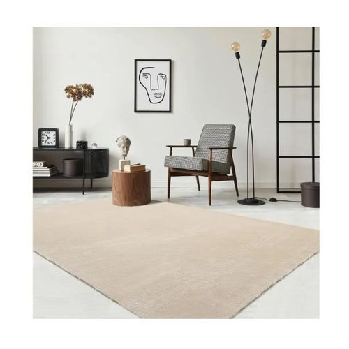 Tapis De Salon Ou Chambre En Beige 160x230 | Tapis Poil Ras Moderne Et Doux | Rectangulaire | Interieur | Lavable - The Carpet Loft