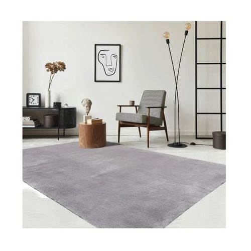 Tapis De Salon Ou Chambre En Gris 160x230 | Tapis Poil Ras Moderne Et Doux | Rectangulaire | Interieur | Lavable - The Carpet Loft