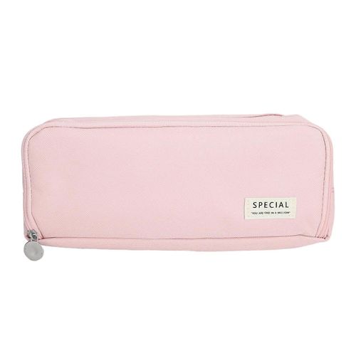 Trousse À Crayons Polyvalente De Grande Capacité Sac À Crayons Pochette À Crayons En Toile Portable Pour Bibliothèque De Bureau Scolaire Rose