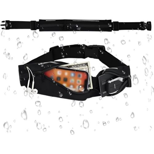 Ceinture Running Étanche Avec Bande Élastique Réglable, Sac Banane Sport De Course À Pied, Ceinture Running Femme Et Homme, Porte Téléphone Et Pochette Sport Pour Tous Les Téléphones (Noir)