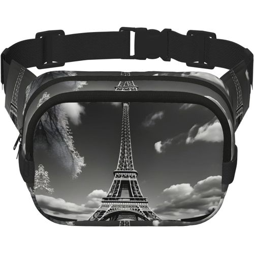 Tour Eiffel Paris Et Nuage Carré Double Couche Taille Mini Ceinture Réglable Sac Ceinture Sac Exercice Course Voyage Randonnée, Noir, One Size