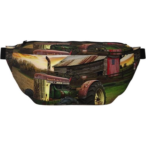 Ancien Tracteur Photo Ferme Imprimé Sac Banane Réglable Léger Voyage Ceinture Pour Marche Cyclisme Randonnée Voyage, Noir , Taille Unique, Sac À Dos Décontracté