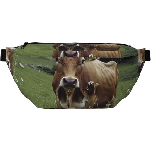 Véritable Vache Suisse Marron Imprimé Sac Banane Réglable Léger Voyage Ceinture Banane Pour La Marche, Le Cyclisme, La Randonnée, Les Voyages, Noir , Taille Unique, Sac À Dos Décontracté