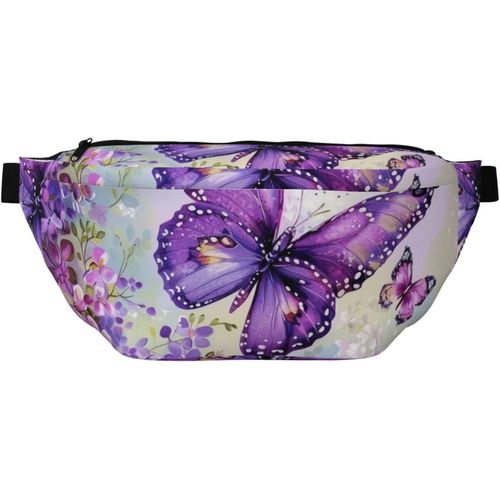 Beau Sac Banane Imprimé Papillon Art Sac Banane Réglable Léger Voyage Ceinture Pour La Marche, Le Cyclisme, La Randonnée, Les Voyages, Noir , Taille Unique, Sac À Dos Décontracté