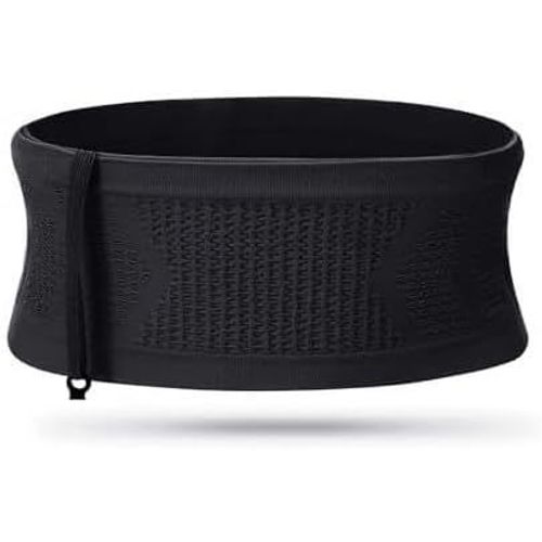 Sac De Taille Multifonctionnel En Tricot Respirant Dissimulé Grande Capacité Élastique Universel Avec Crochet De Ceinture, Noir