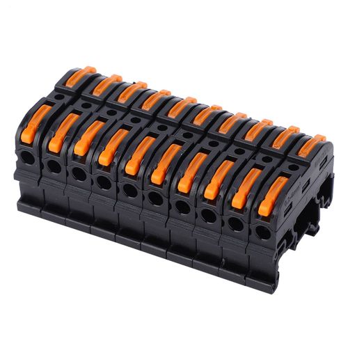 Connecteur de fil de Type Rail PCT-211, 10 pièces, 0.2-4mm, bornier de câblage rapide à pression (noir)