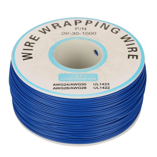 1 rouleau de fil d'emballage, fil de cuivre simple, câble 30AWG, diamètre de noyau de 0.25mm (bleu)