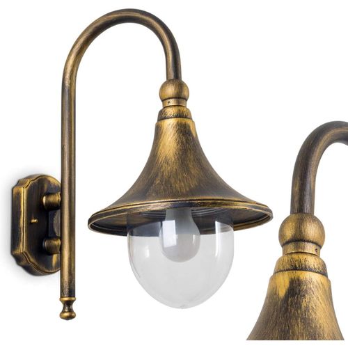 Applique D'Extérieur Elgin, Lampe Murale Descendante En Fonte D'Aluminium Brun/Or Avec Disques En Plastique, Douille E27, Lampe D'Extérieur Rétro/Vintage Pour Terrasse Et Cour, Sans Ampoules