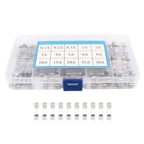 Kit d'assortiment de tubes à fusibles en verre 0,1A-30A, 150 pièces, 15 types, 5x20mm, pour la Protection des circuits