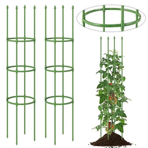 Costway Lot De 2 Treillis De Jardin À Tomates 145cm, Pour Grimpantes Plantes En Pots, Hauteurs Ajustables, Pour Intérieur Extérieur