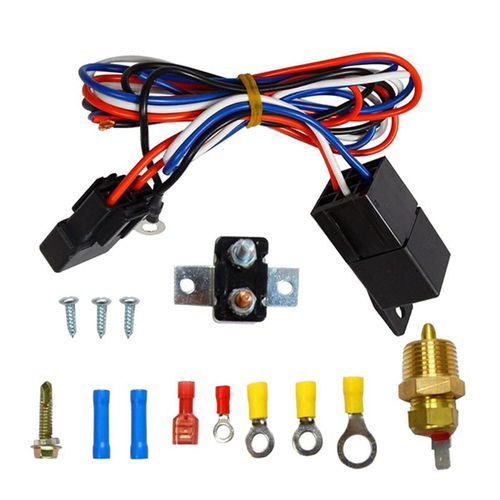 Kit de harnais de fil de ventilateur de refroidissement électrique, 3/8 pouces, 185 On 175 Off, relais étanche, capteur de commutateur de température 12V 40A