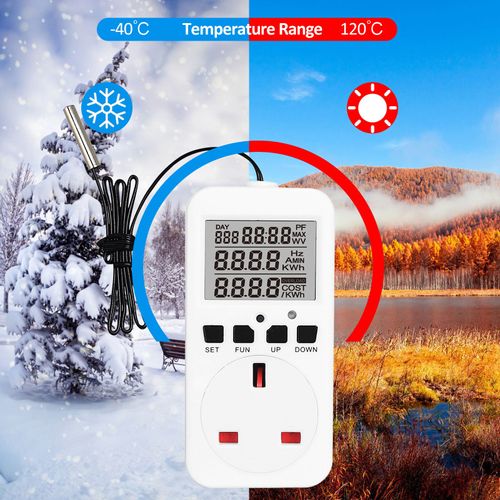 Prise de Thermostat Numérique Prise de Sortie de Contrôleur de Température de Reptile 230V 13A Contrôle de Refroidissement de Chauffage pour Incubateur Brassage Incubateur Serre Terrarium Tapis Chauffant