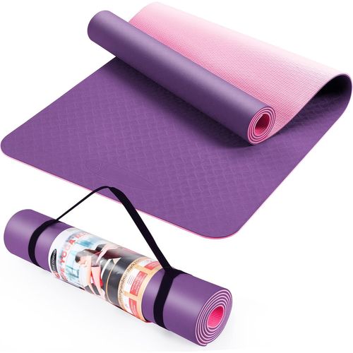 Tapis De Yoga, En Tpe, Antidérapant, Léger, Adapté Au Fitness À Domicile (Mauve Rose)