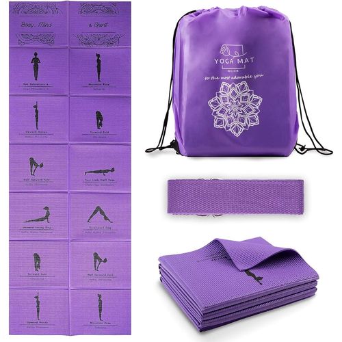 Tapis De Yoga Pliable Pour Les Femmes,Tapis D'exercice Antidérapant Pour La Salle De Sport À La Maison,Ensemble De Yoga De Voyage Avec Sangle D'étirement Pour Yoga Pilates Et Fitness,173 X 61 X 0.5 C