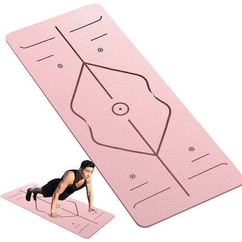 Tapis D'exercice De Yoga, Antidérapant, Absorption Des Chocs, Tapis De Sol Pour Pilates, Étirements, Salle De Sport À Domicile Et Entraînements Au Sol, 18,5 X 6,1 X 6 Cm, Rose, Gris, Violet