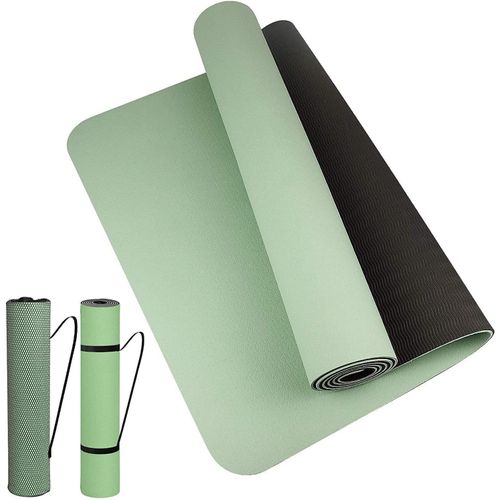 Tapis De Yoga En Tpe Respectueux De L'environnement, , Tapis D'entraînement Antidérapant Double Face Haute Densité, Taille Imperméable De 183 X 61 X 0,6 Cm Avec Sac De Rangement, Pour Pilates, Gym