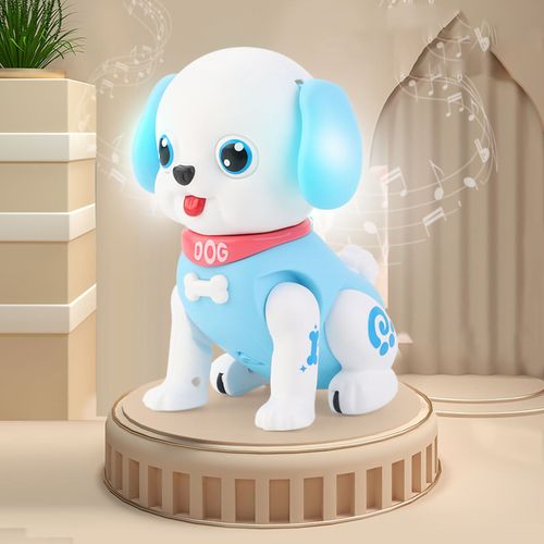 CONNOR Jouet robot chien qui marche et aboie avec lumiere, jouet electronique pour animaux de compagnie, pour enfants, filles et garCons, bleu