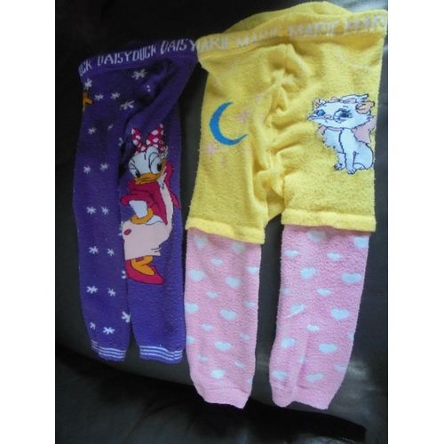 Lot De 2 Leggings Chaud Bébé Fille Disney Daisy &amp Marie Taille 12 Mois