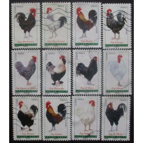 France Autoadhésif Série N°1244 Au 1255 Coqs Oblitérés