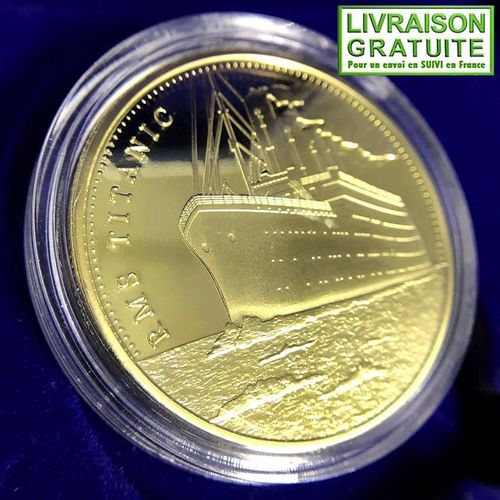 Rms Titanic White Star Line - Pièce Médaille Commémorative Plaquée Or (Réf 1a)