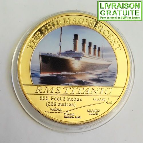 Rms Titanic White Star Line - Pièce Médaille Commémorative Plaquée Or (Réf 6)