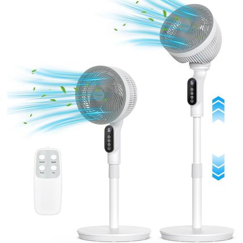 MONDODIGITALE-Ventilateur Sur Pied, Ventilateur Silencieux Avec Télécommande Puissant Flux D¿Air,6 Vitesses Et 9H Minuterie,Hauteur Réglable,Incliner Vers Le Haut 90°,Pour Maison Chambre Bureau