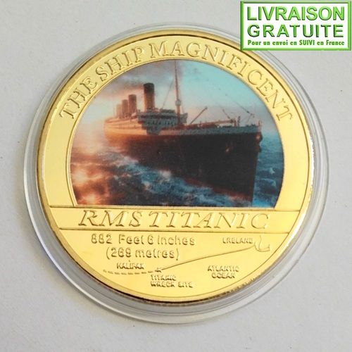 Rms Titanic White Star Line - Pièce Médaille Commémorative Plaquée Or (Réf 7)