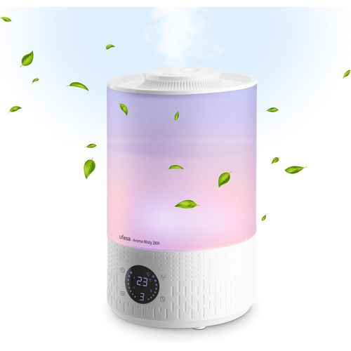 MONDODIGITALE-Aroma Misty 2800 Humidificateur 200Ml/H, Ultra Silencieux, Huiles Aromatiques, 35M2, Digital, Minuterie, 7 Couleurs