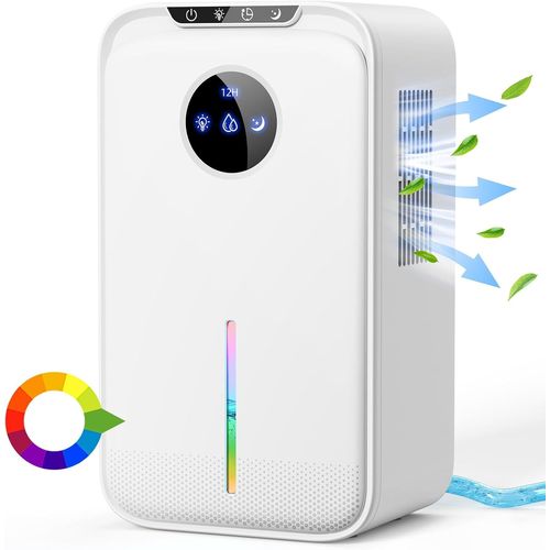 MONDODIGITALE-Déshumidificateurs D Air 2200Ml Avec Tuyau Deshumidificateur Electrique Silencieux Deshumidificateur Portable 24H Sommeil Timer Led 7 Colorées Arrêt Automatique Pour Bain,Chambre À Couc