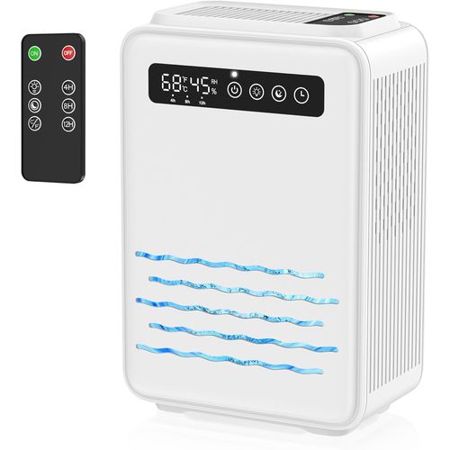 MONDODIGITALE-Déshumidificateur Amélioré (Télécommande) Pour Chambre À Coucher, Réservoir D'Eau De 2,8 L, Petit Déshumidificateur Silencieux De 75 M² Pour Sous-Sol, Maison, Salle De Bain Avec Arrêt A