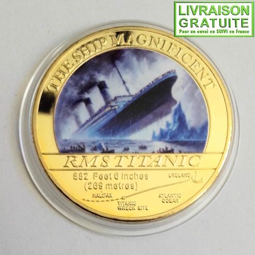 Rms Titanic White Star Line - Pièce Médaille Commémorative Plaquée Or (Réf 9)