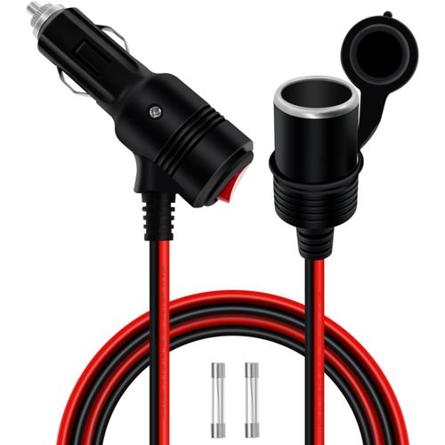 Mondodigitale-Rallonge Allume Cigare Avec Interrupteur 12v 24v Allume Cigare Câble D'extension Avec Led 14 Awg 15a 20a Pour Moto Bateau,Voiture,Camion (1m)