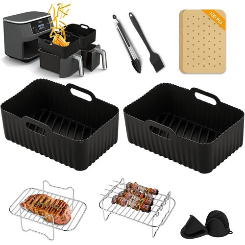 MONDODIGITALE-Moule Silicone Air Fryer Pour Ninja Accessoires Air Fryer Foodi Max Dual Zone Af400Eu Af300Eu Moule Air Fryer Pour Double Stack Sl400Eu 7,6-.9.5 L Plat Pour Air Fryer Ninja 13Pcs
