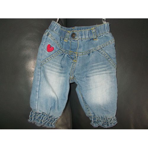 Jean Fantaisie Doublé Bleu Délavé Bébé Fille Taille 0/3 Mois Idée Cadeau