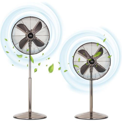 MONDODIGITALE-Michigan Ventilateur Sur Pied Oscillant, 50W, 3 Vitesses, Réglable En Hauteur, 4 Pales 40Cm, Design Métallisé