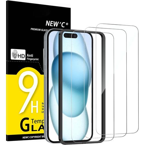 Kit De 3, Verre Trempé Pour Iphone 16, Iphone 15 (6,1 Pouces) Film En Protection Écran Efficace Contre Les Rayures - Ultra Résistant - Hd Transparent - Outil D'installation Facile[Trempe5346]