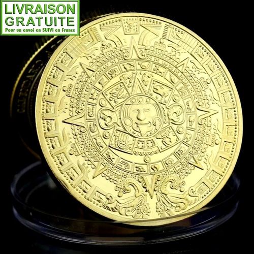 Calendrier Maya - Pièce Médaille Commémorative Plaquée Or (Réf 3)